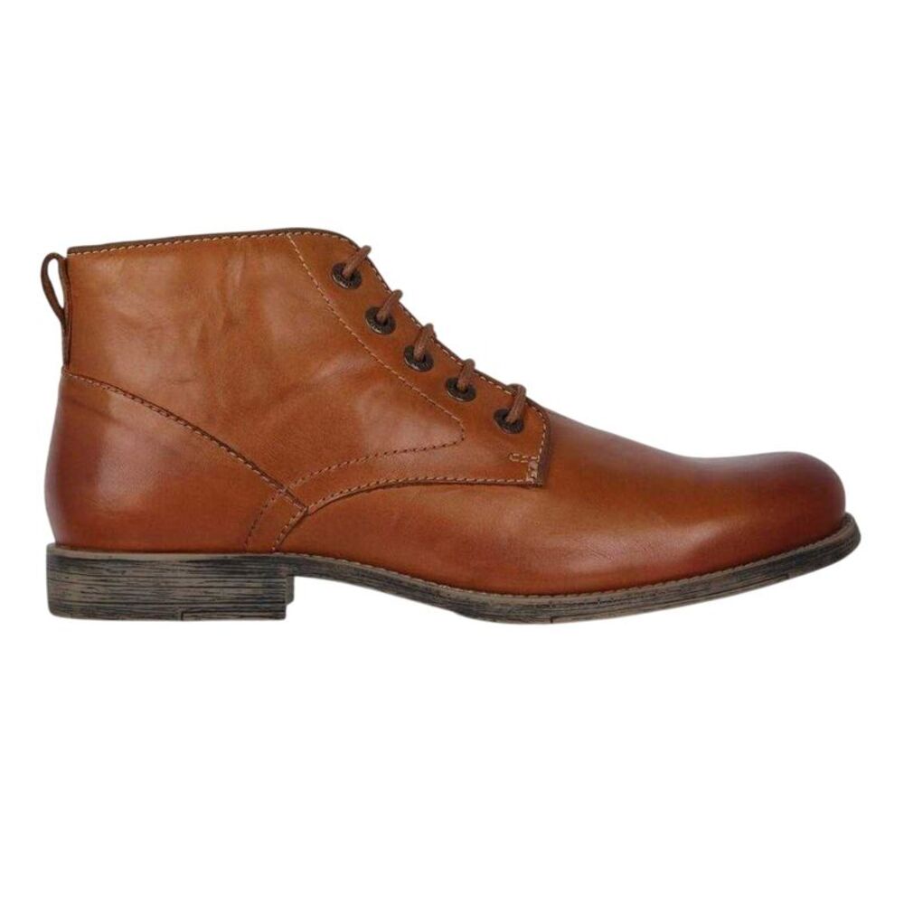 Firetrap Mens Casca Vintage Look Leather Casual Flat Boots / Dark Tan
